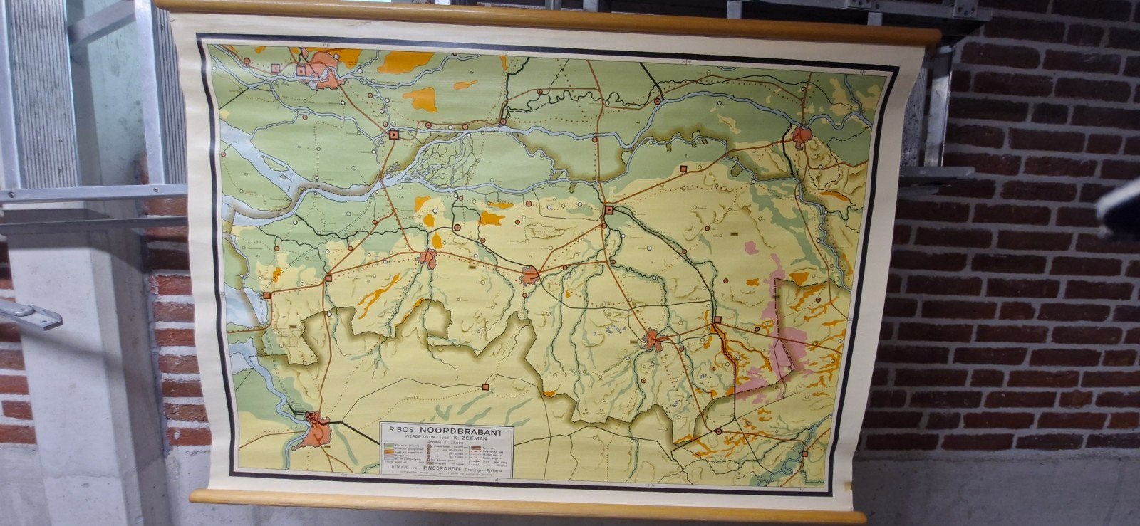 Oude schoolkaart van Noord Brabant door R. Bos, Ophalen, Aardrijkskunde