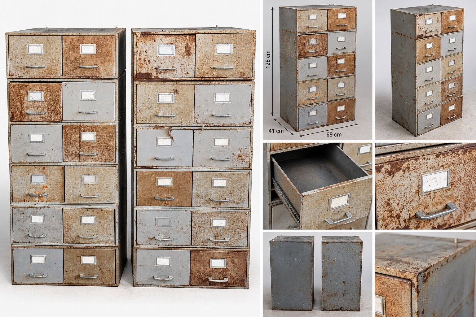 Vintage Industriële Metalen Ladekasten - 12 Laden, Ophalen of Verzenden, Gebruikt