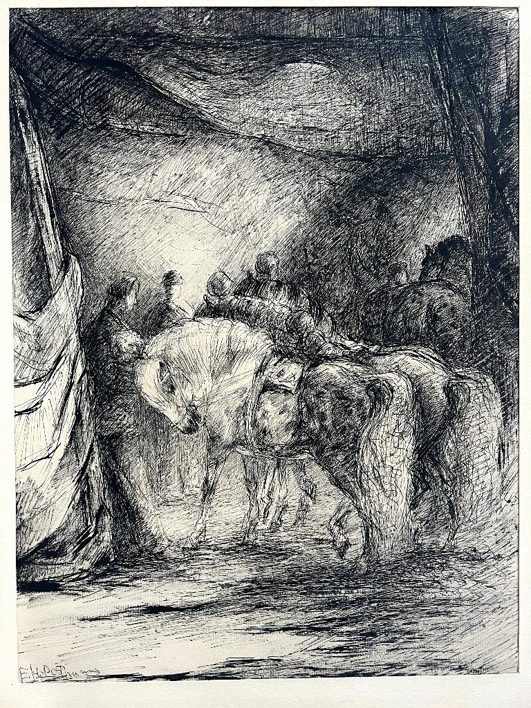 Oost-Indische Inkt Tekening Paarden Revue Circus, Ophalen of Verzenden
