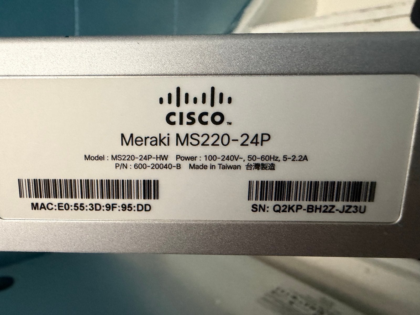 Cisco Meraki MS220-24P Gigabit Ethernet Switch, Ophalen of Verzenden, Gebruikt