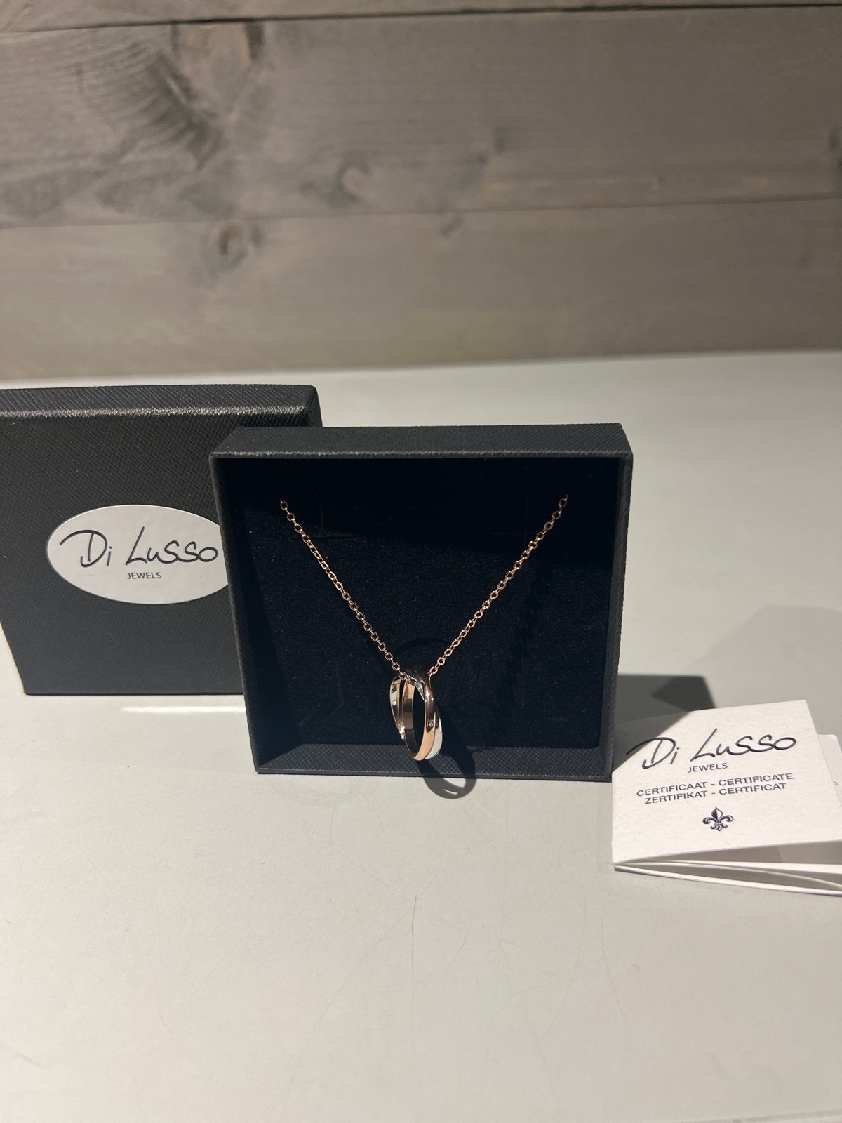 Di Lusso Jewels Ketting met Dubbele Ring Hanger, Sieraden, Tassen en Uiterlijk, Met kristal, Overige materialen, N, N