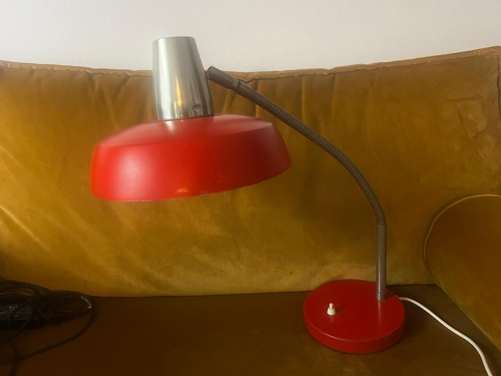 Vintage SIS Leuchten bureaulamp type 835 – Rood –  60/70, Ophalen, Gebruikt, Metaal