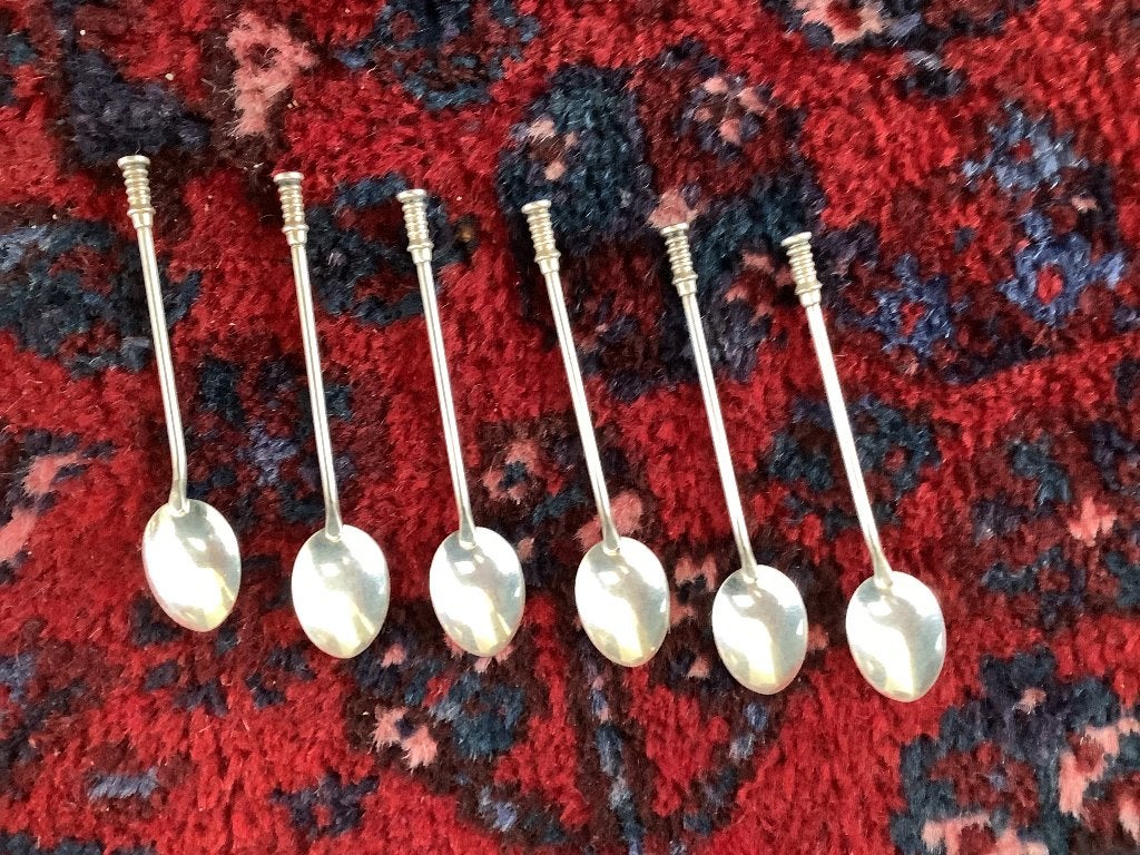 Set van 6 oude verzilverde theelepels theelepeltjes, Ophalen