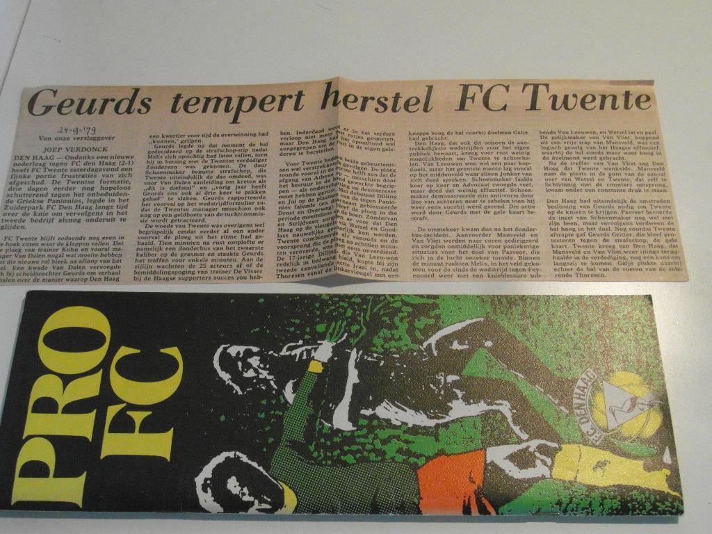 voetbal programma + fc den haag fc twente 22/23 maart 1979, Verzamelen, Sportartikelen en Voetbal, Ophalen of Verzenden, Zo goed als nieuw