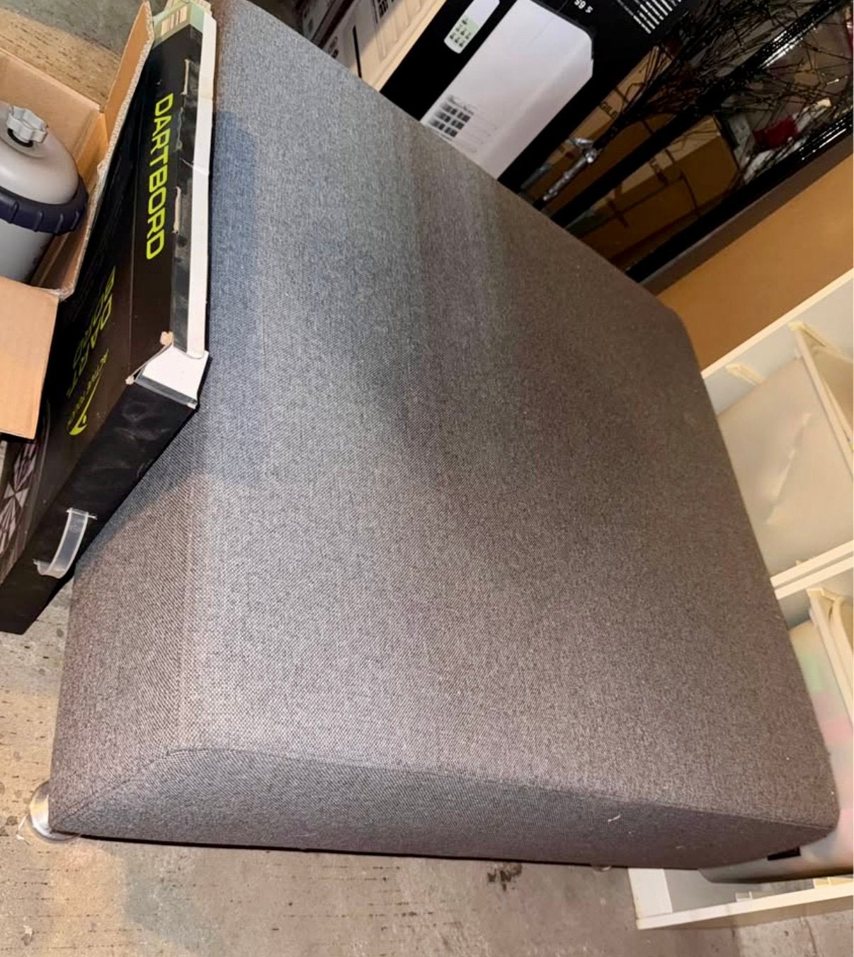 Grijze Hocker / Salontafel 1x1 meter + Glasplaat, Ophalen, Gebruikt, Vierkant, 75 tot 100 cm
