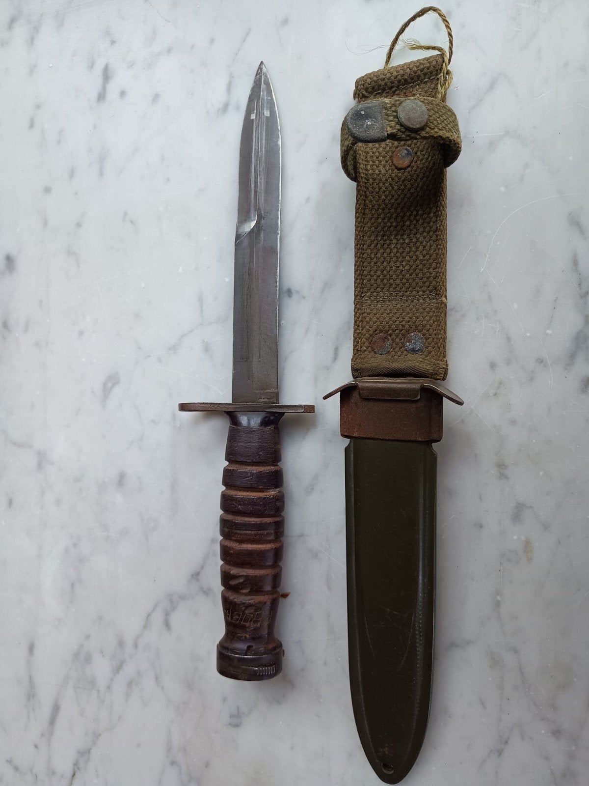 Originele WO2 US M4 Bajonet (Imperial), M8AI Schede, Verzamelen, Ophalen of Verzenden, Landmacht, Amerika, Mes of Dolk