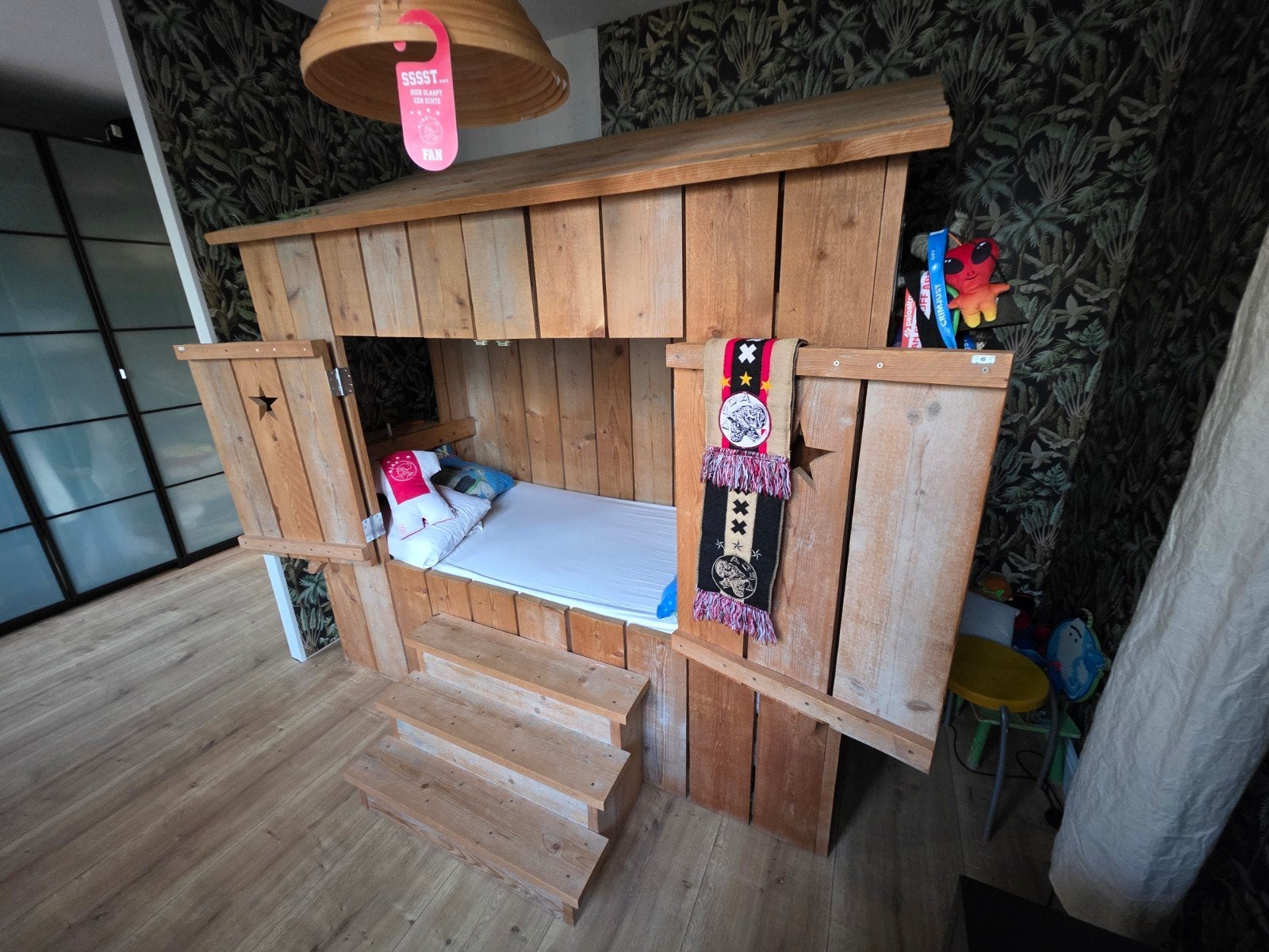 Bedstee steigerhout, Huis en Inrichting, Slaapkamer | Bedden, Ophalen, Gebruikt, 90 cm, Eenpersoons