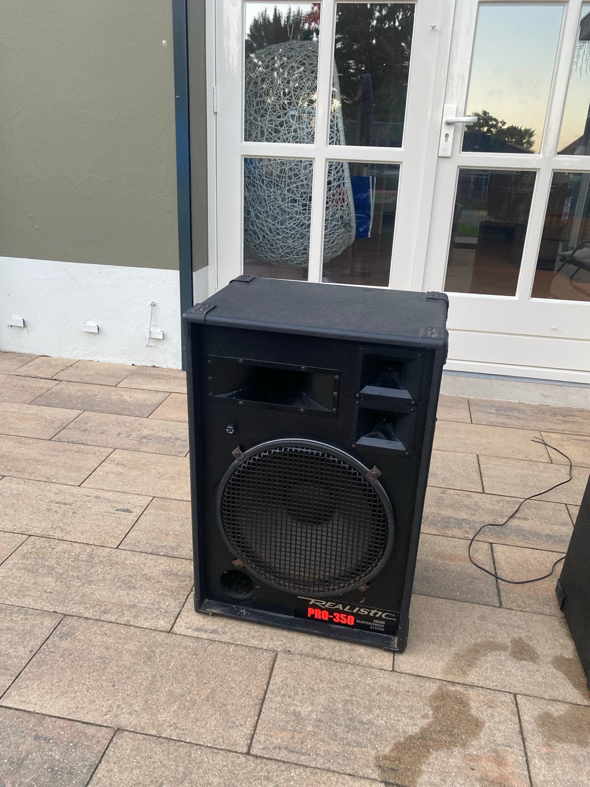 Realistic PRO-350 Party Speakers - Set van 2, Gebruikt, Inclusief kabels, Party speaker, Ophalen
