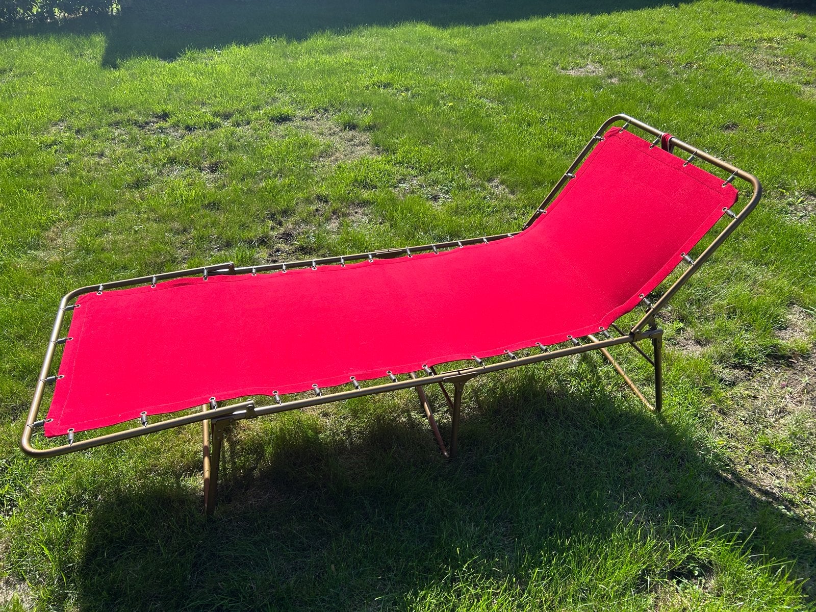 Vintage opvouwbaar ligbed - Rood goud, Ophalen, Gebruikt, Metaal, Inklapbaar
