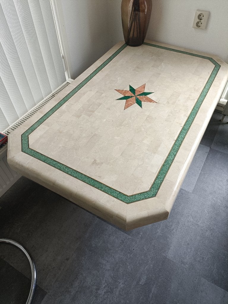 Stijlvolle salontafel met marmerlook - 129x78x41 cm, Huis en Inrichting, Ophalen, Overige materialen, 100 tot 150 cm, 50 tot 100 cm
