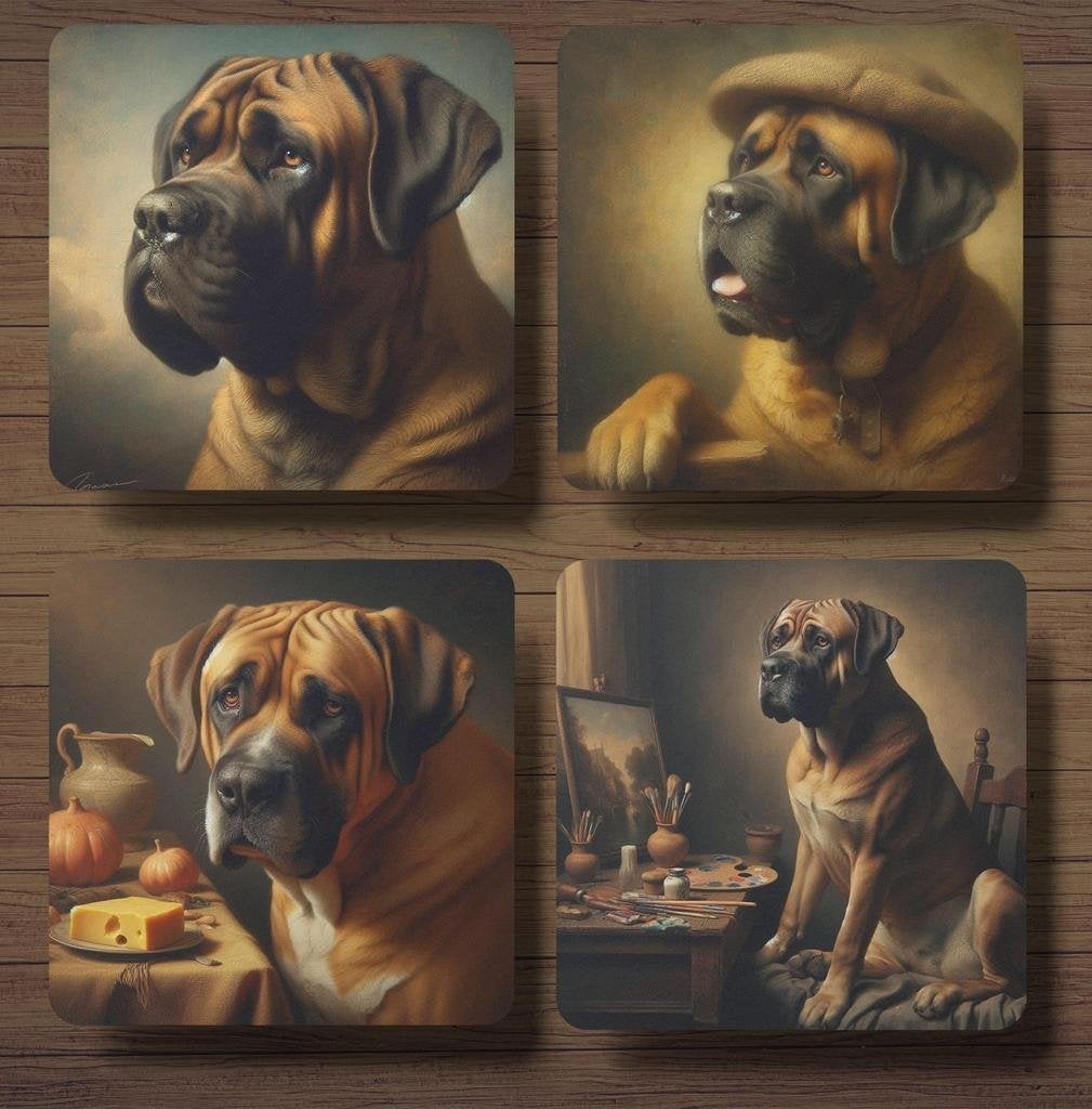 Boerboel Rembrandt stijl onderzetters met houder, Ophalen of Verzenden, Nieuw