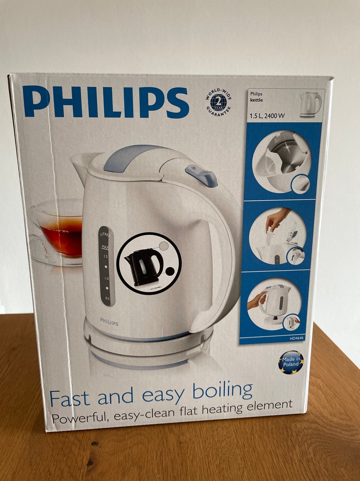 Philips Waterkoker HD4646 - 1.5L, Witgoed en Apparatuur, 1 tot 2 liter, Ophalen of Verzenden, Nieuw