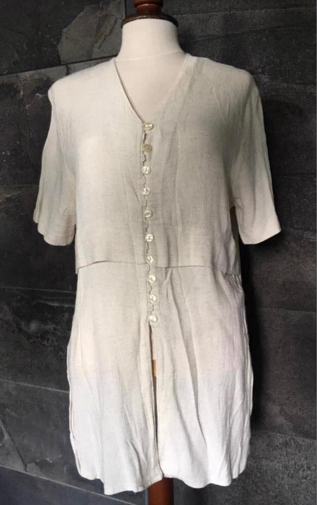 Lika Lyon Franse blouse tuniek linnen katoen Maat 36-38, Ophalen of Verzenden, Zo goed als nieuw, Maat 36 (S), Beige