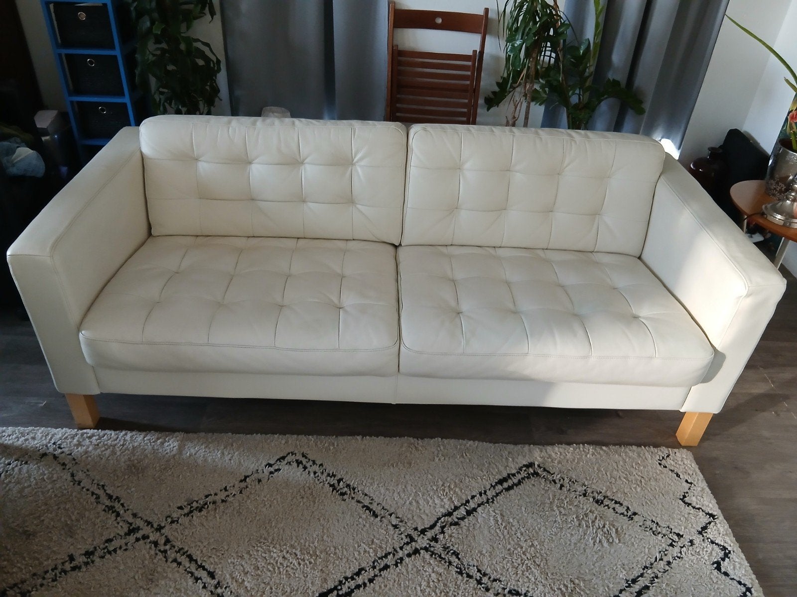 2x Landskrona Ikea 2,5-zits bank - Leder Crème/Wit, Ophalen, Gebruikt, Overige maten, 150 tot 200 cm