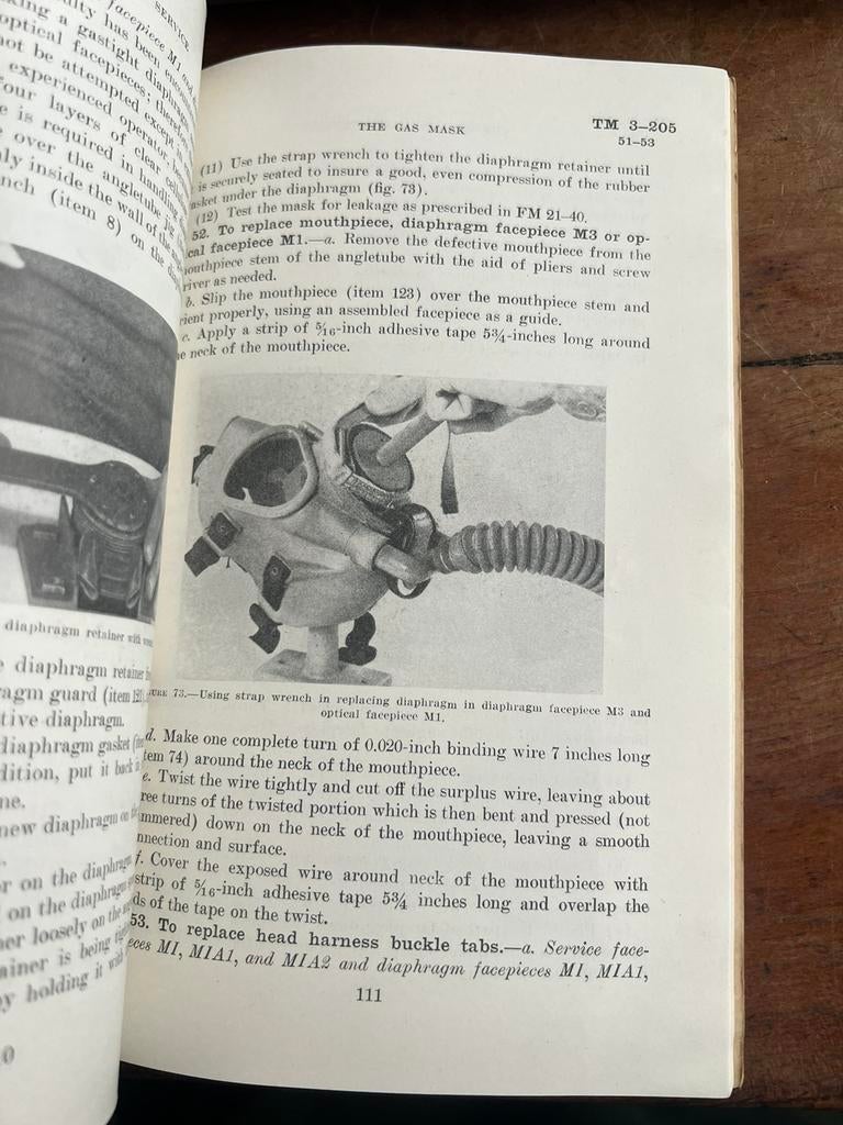 WO2 Amerikaans gasmasker technisch voorschrift type reparati, Verzamelen, Amerika, Ophalen of Verzenden