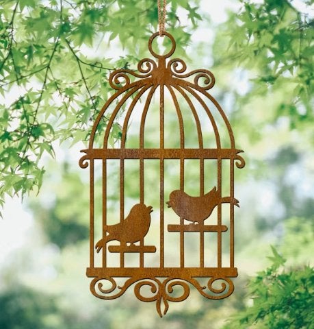 Muurdecoratie Vogelkooi metaal roest, Tuin en Terras, Ophalen of Verzenden, Nieuw