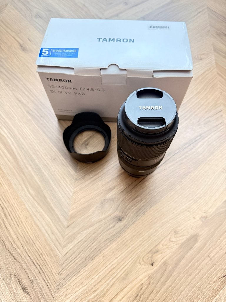 Tamron 50-400mm F/4.5-6.3 Di III VC VXD Sony E / FE, Sony E-mount, Statiefgondel, Zo goed als nieuw, Tamron