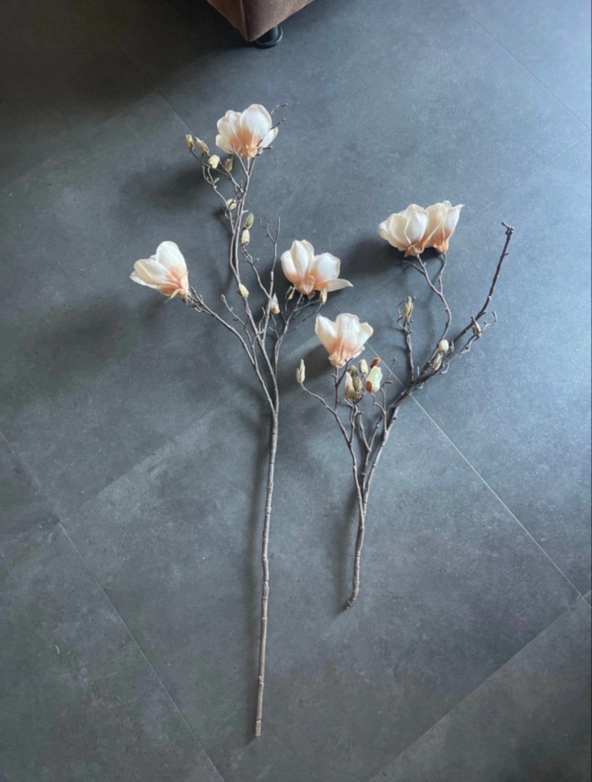 Set van 2 kunst magnolia takken, Binnen, Gebruikt, Kunstbloem, Textiel
