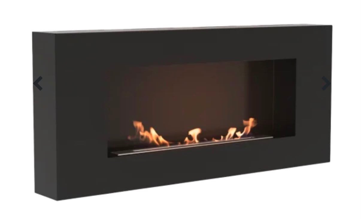 Moderne Wandmodel Bio-ethanol Haard - Zwart Staal, Huis en Inrichting, Ophalen of Verzenden, Zo goed als nieuw, Hangende haard