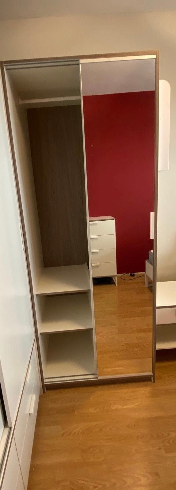 Ikea trysil Kledingkast met spiegeldeur en planken, Huis en Inrichting, Ophalen, 200 cm of meer, 50 tot 100 cm, Zo goed als nieuw