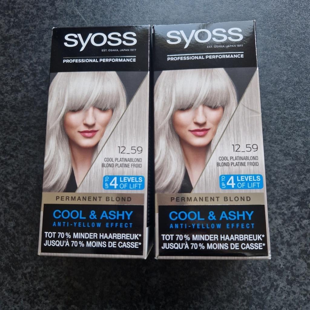 Syoss haarverf 12.59 Cool platinablond 2 verpakkingen compl., Ophalen of Verzenden, Nieuw, Overige typen