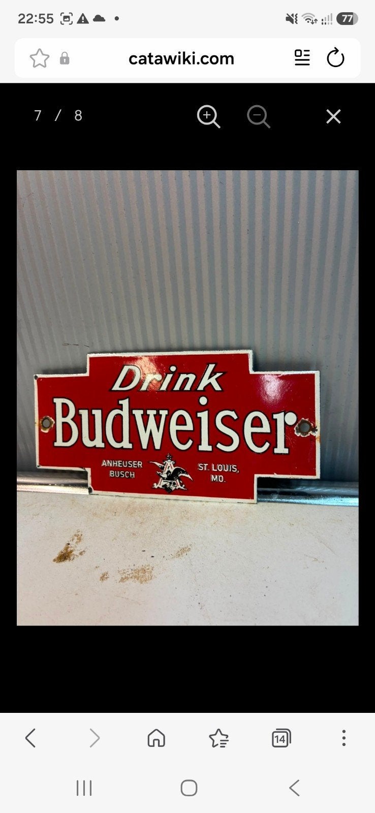 Vintage Budweiser Emaille Reclamebord, Antiek en Kunst, Ophalen of Verzenden