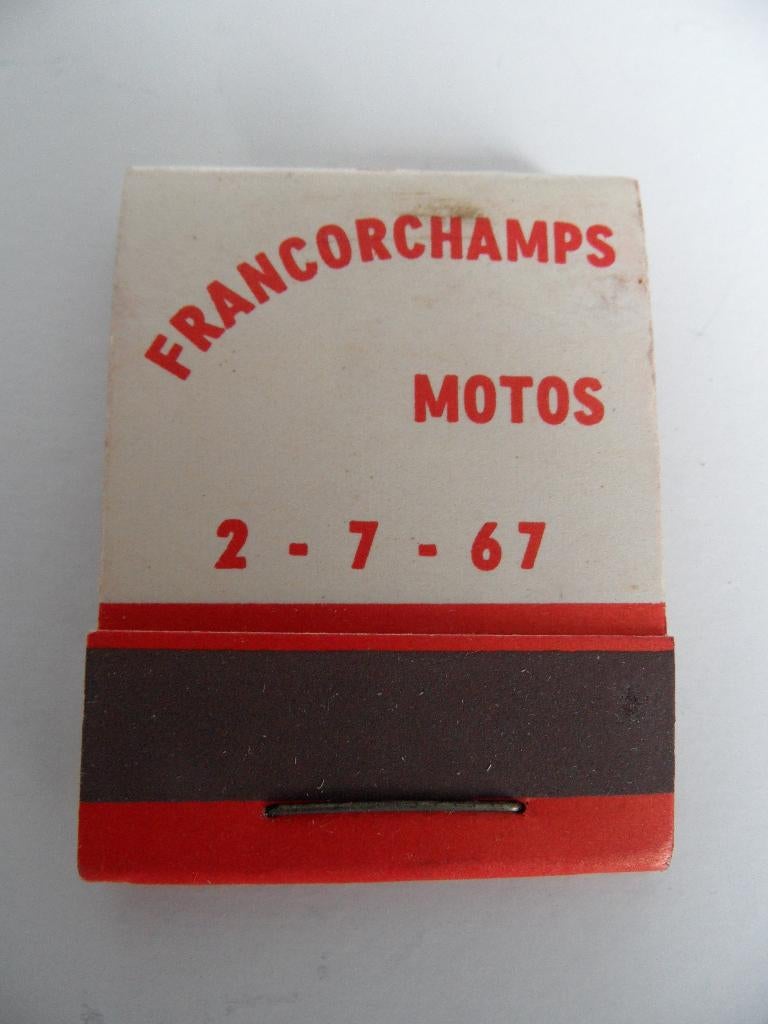 Motorwegrace circuit Francorchamps België 1967 lucifersmapj, Verzamelen, Merken en Reclamevoorwerpen, Verzenden, Zo goed als nieuw