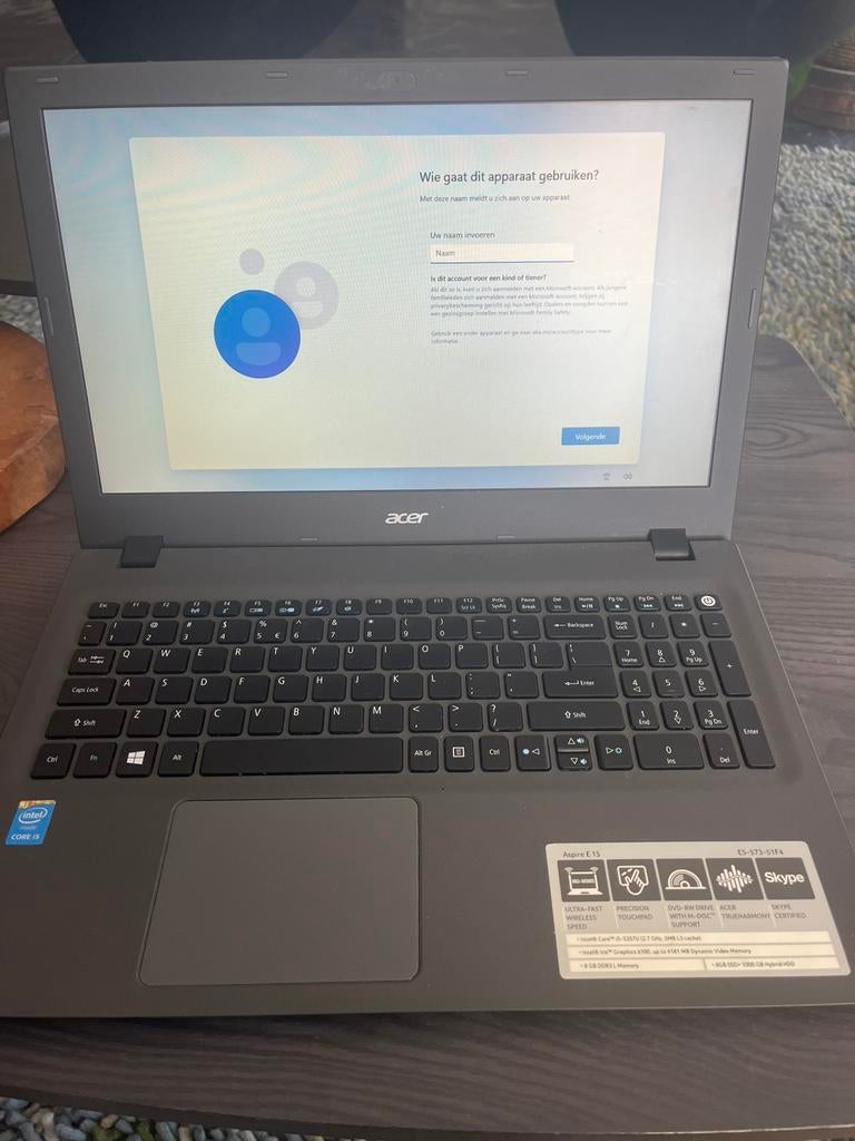 Acer Laptop Aspire E15 met lader, Computers en Software, Windows Laptops, 2 tot 3 Ghz, Verzenden, 8 GB, Zo goed als nieuw