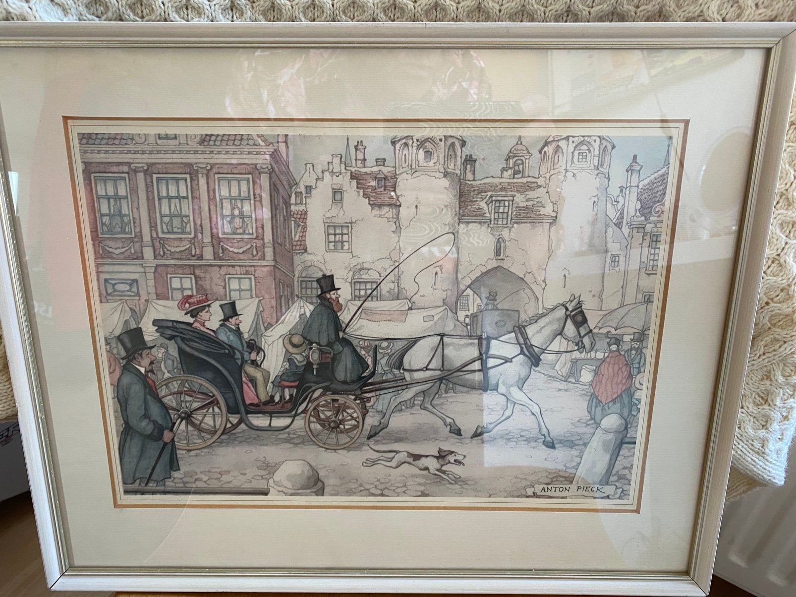 Mooie ingelijste ANTON PIECK REPRO/ afm 43 X 35 cm, Ophalen of Verzenden, Reproductie