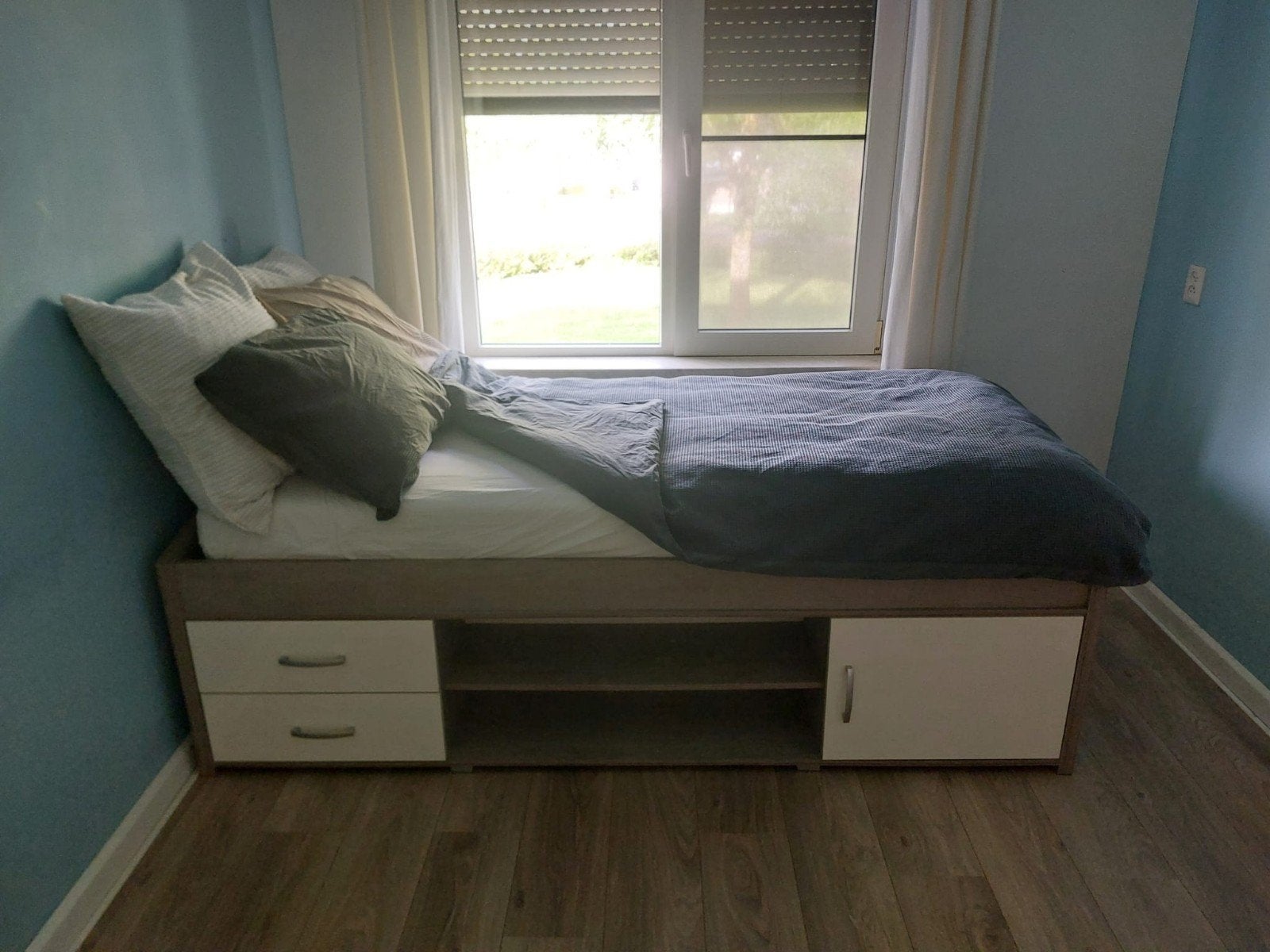 Bedmeubel jongensbed 200x90 cm (zonder matras en beddengoed), Gebruikt, 90 cm, Eenpersoons, Wit