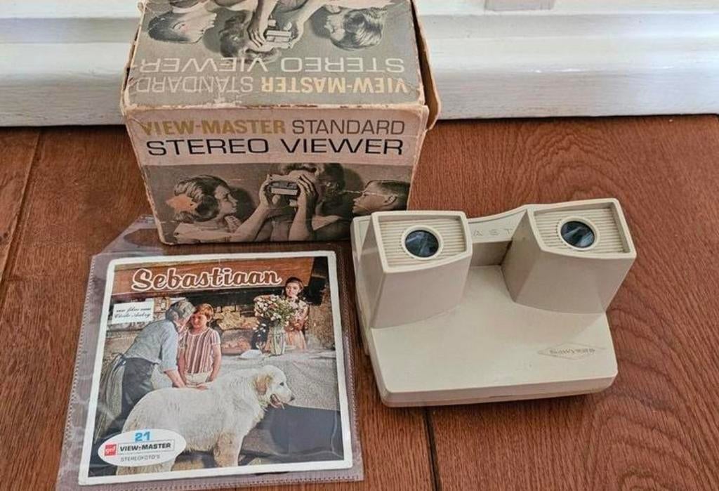 Vintage viewmaster in doosje met 1 set plaatjes-Verzend ook!, Ophalen, Gebruikt