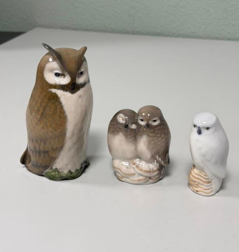 Royal Copenhagen uilen set 2999 834 1741 + B&G owl owls 3x, Ophalen of Verzenden, Zo goed als nieuw, Dier