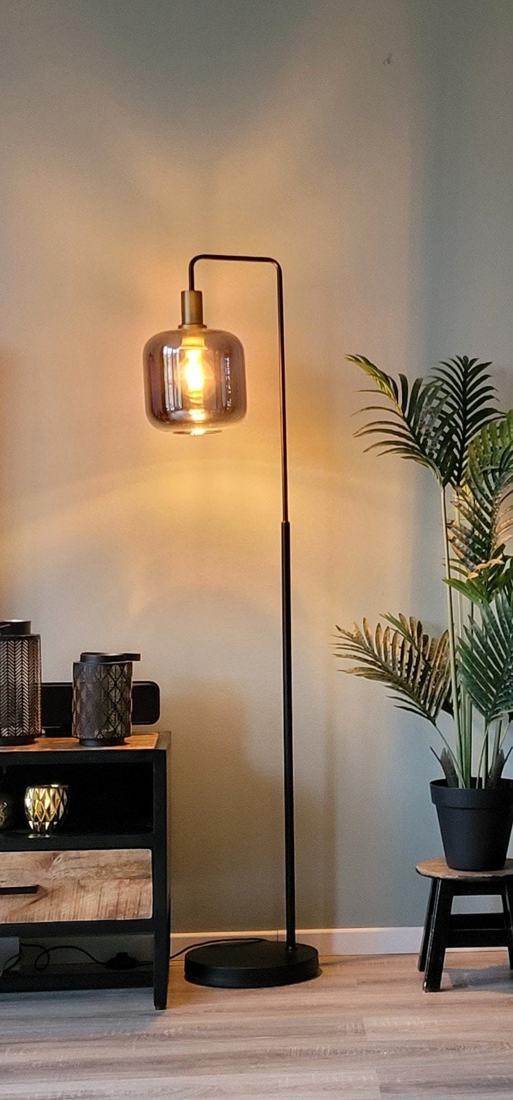 Staande lamp, Ophalen, Zo goed als nieuw, Glas, 100 tot 150 cm