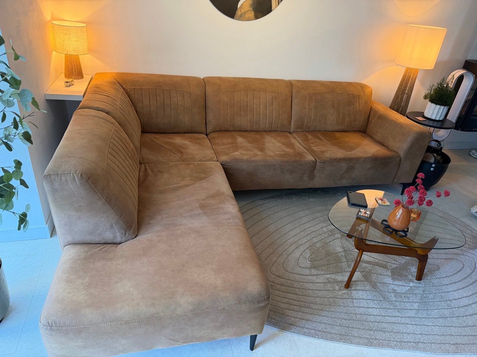 Comfortabele stoere hoekbank, Huis en Inrichting, Ophalen, 250 tot 300 cm, Gebruikt, 100 tot 125 cm