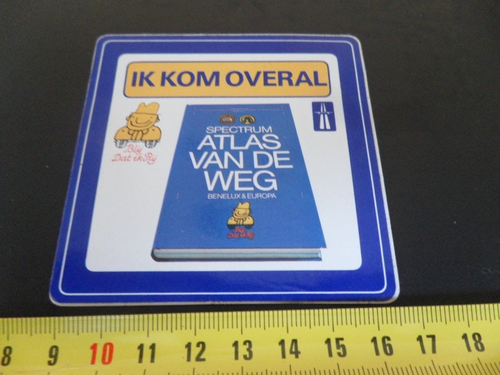 sticker IK KOM OVERAL  Blij Dat ik Rij Atlas van de weg, Verzamelen, Ophalen of Verzenden, Zo goed als nieuw