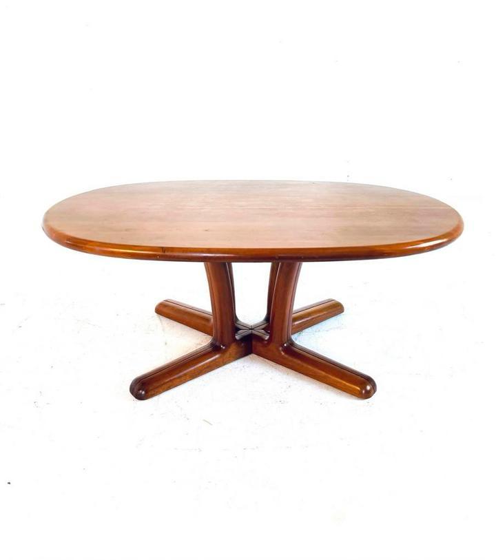 Vintage teakhouten salontafel, Dyrlund ‘70, 100 tot 150 cm, Teakhout, Zo goed als nieuw, Vintage retro buisframe design rotan webbing papercord