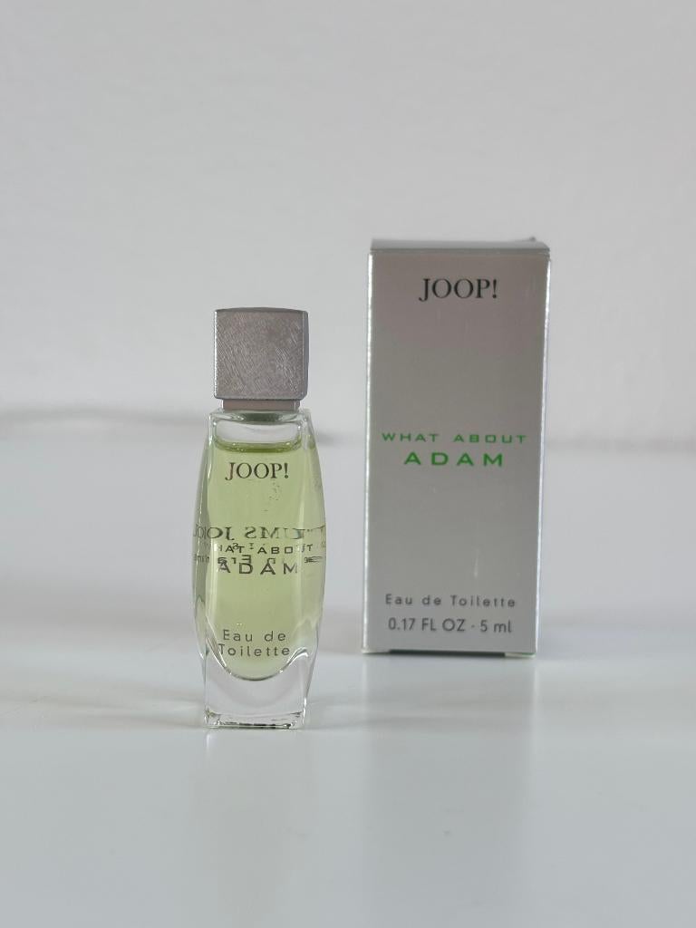 RARE - Joop What About Adam 5 ml edt heren mini, Verzamelen, Parfumverzamelingen, Ophalen, Nieuw, Miniatuur, Gevuld