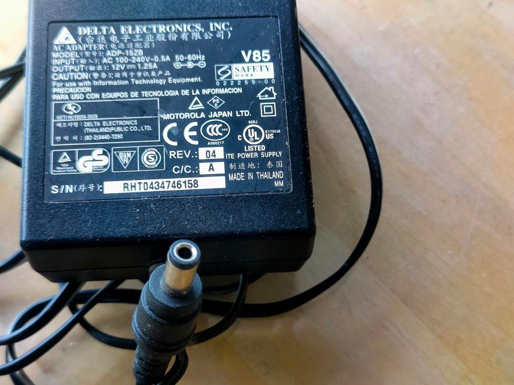 Delta Electronics ADP-15ZB 12V 1.25A AC Adapter - Zwart, Ophalen of Verzenden, Gebruikt, Delta Electronics