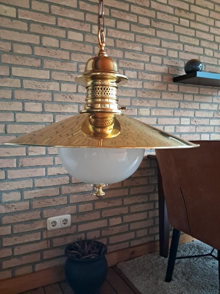 scheepslamp, Huis en Inrichting, Lampen | Hanglampen, Ophalen, Zo goed als nieuw, Glas, 50 tot 75 cm