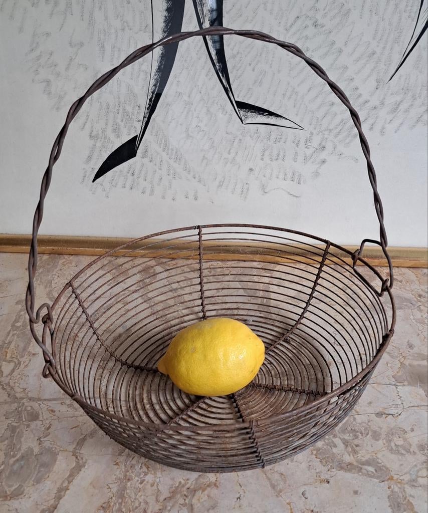 Brocante draadstaal mand fruit eieren keuken, Ophalen of Verzenden