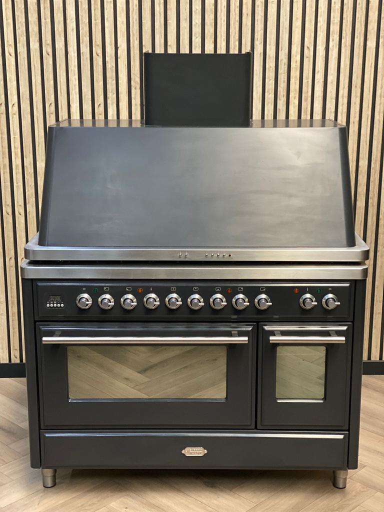 Luxe Fornuis Boretti Gas 120cm + Afzuigkap + Mtifunctioneel, Witgoed en Apparatuur, Fornuizen, Gas, Grill, Ophalen of Verzenden