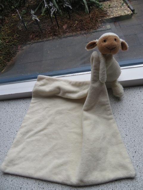 Knuffeldoek met schaap schaapje wit velours, Kinderen en Baby's, Speelgoed | Knuffels en Pluche, Zo goed als nieuw, Overige typen