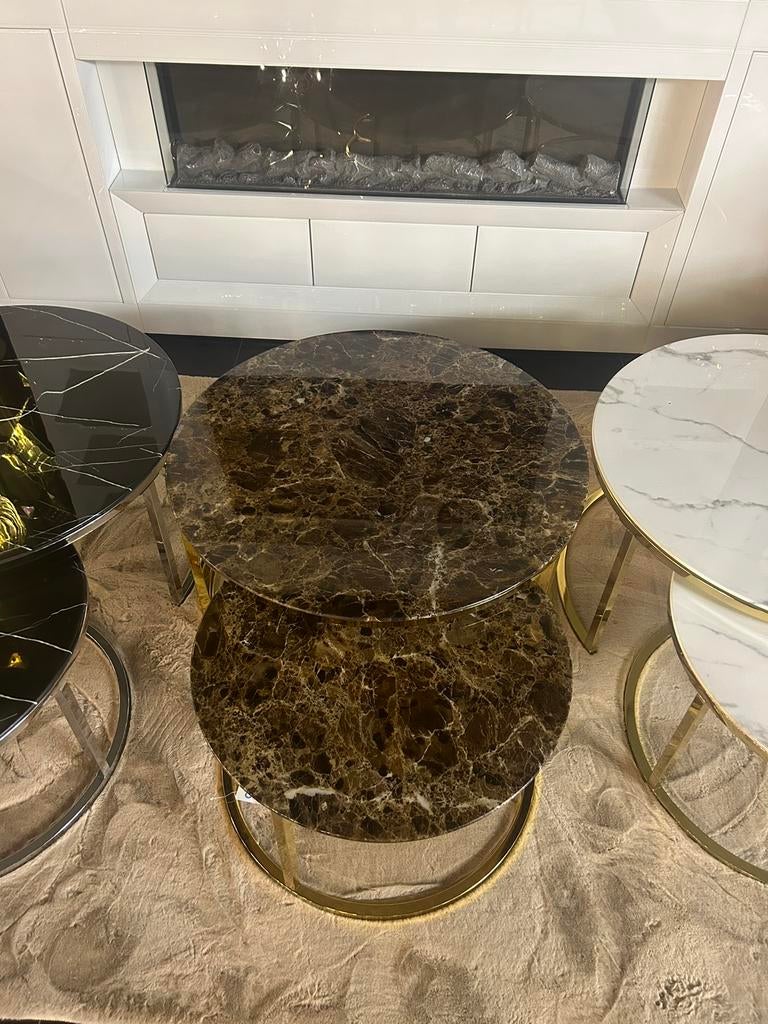 Goud marmer look salontafel tafels NIEUW ERIC KUSTER, 50 tot 100 cm, 50 tot 75 cm, Nieuw, Glas