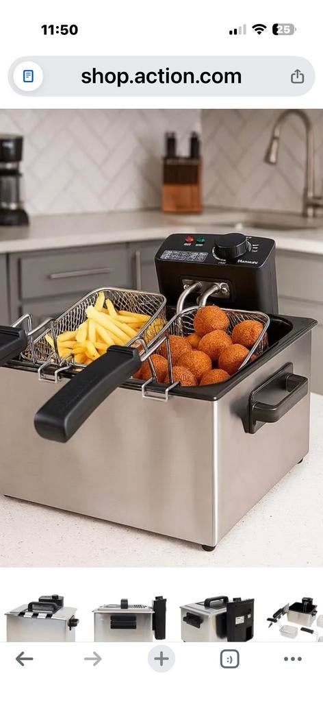 Action Frituurpan - 1 x gebruikt voor een feestje, Witgoed en Apparatuur, Frituurpannen, Zo goed als nieuw, 3 tot 4 liter, Duo-friteuse