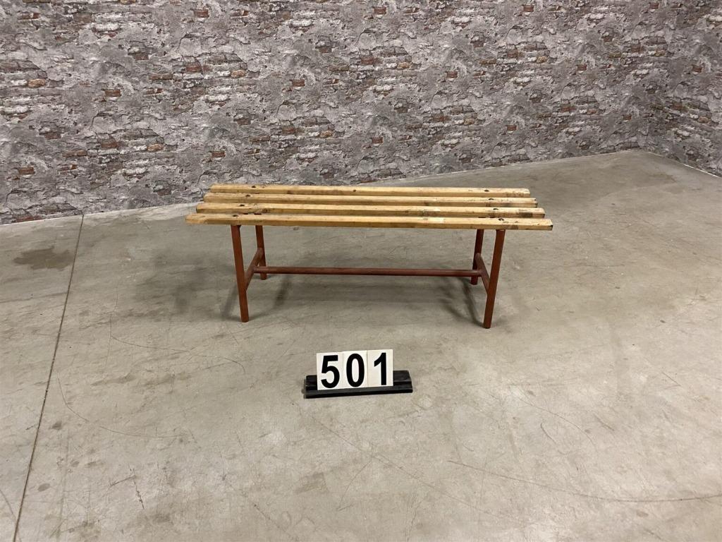 Industriële vintage bank | Tuinbank nr501, Gebruikt, Ophalen of Verzenden, Steen Antiek, Hout