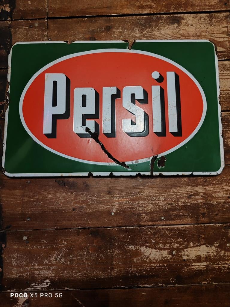Mooi oud persil emaille reclamebord, Ophalen of Verzenden