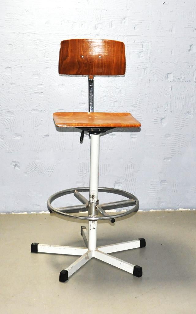 2 Vintage Industriele Architecten stoelen, Ophalen, Gebruikt, Grijs, Bureaustoel