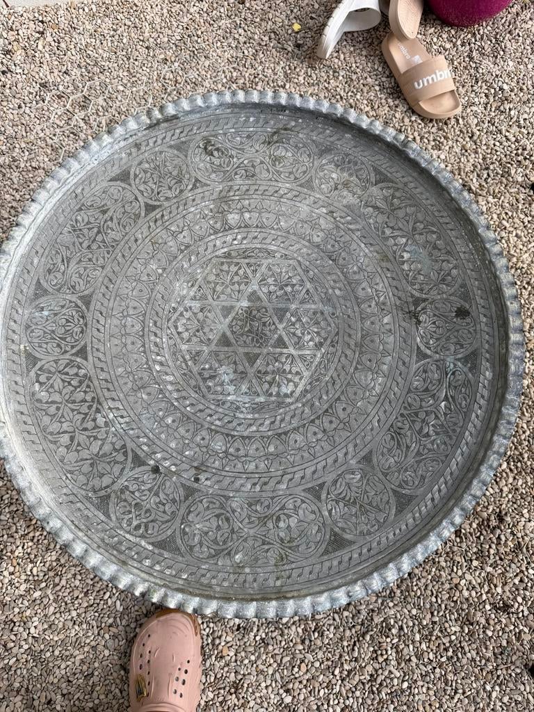 Oosterse tin salontafel / dienblad - 65.5cm, Ophalen of Verzenden