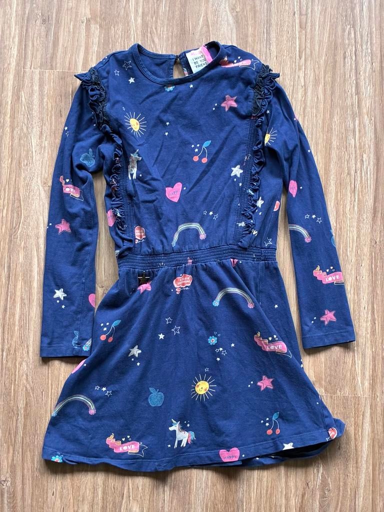 Mim-pi Jurk Maat 140 - Unicorn, Hart, Zon, jurkje, Ophalen of Verzenden, Gebruikt, Meisje, Jurk of Rok