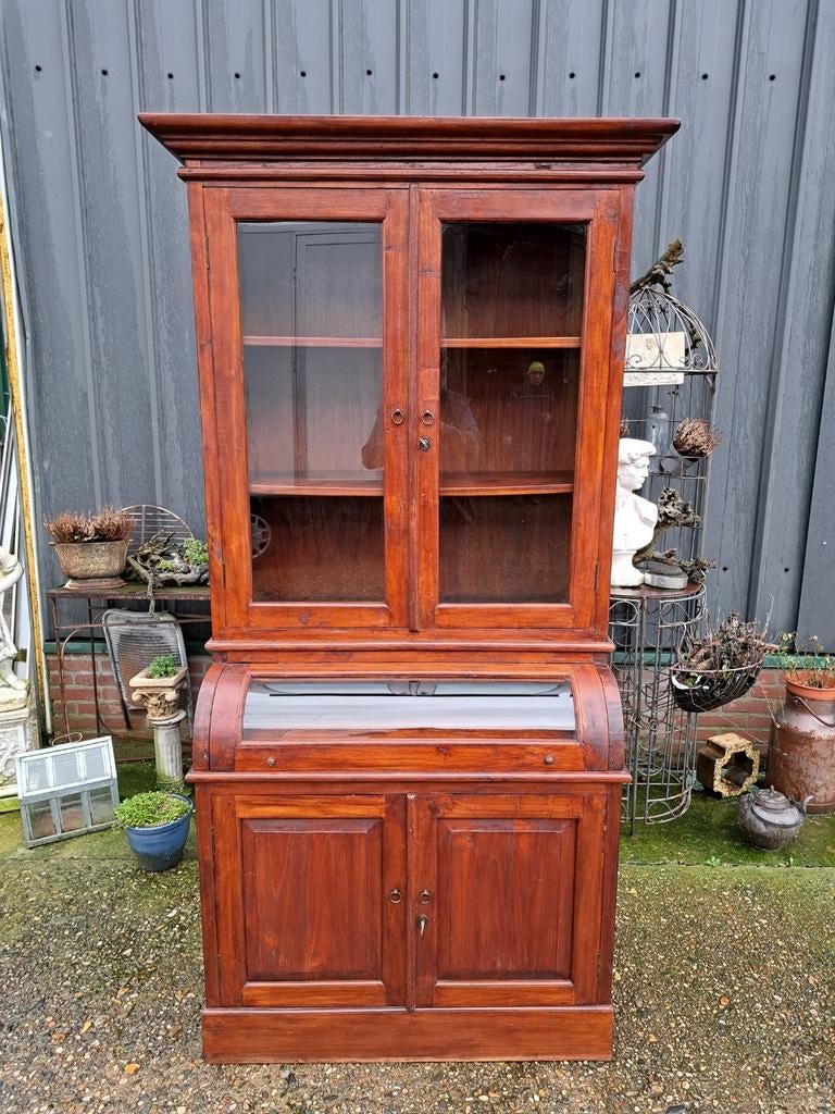 Mahoniehouten vitrinekast, servieskast, buffetkast
